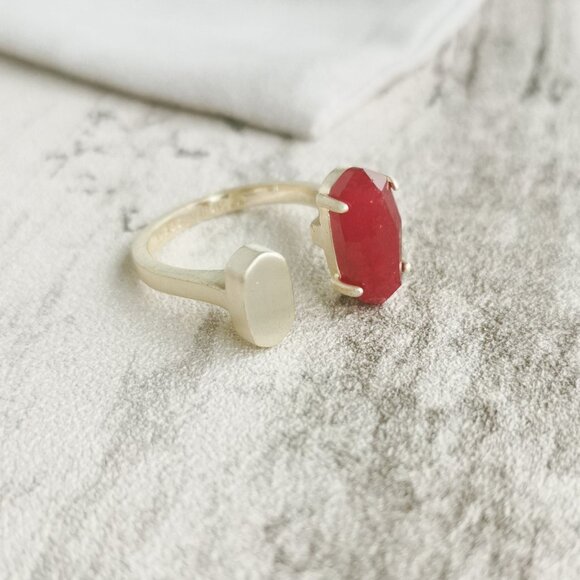 Kendra Scott Jewelry - Kendra Scott Gold Maroon Jade Open Ring - Pryde